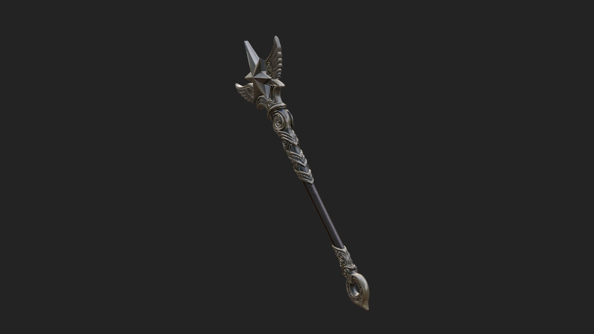 Dark Axe Head Staff Model Design 10 3D Print Model 3D Model