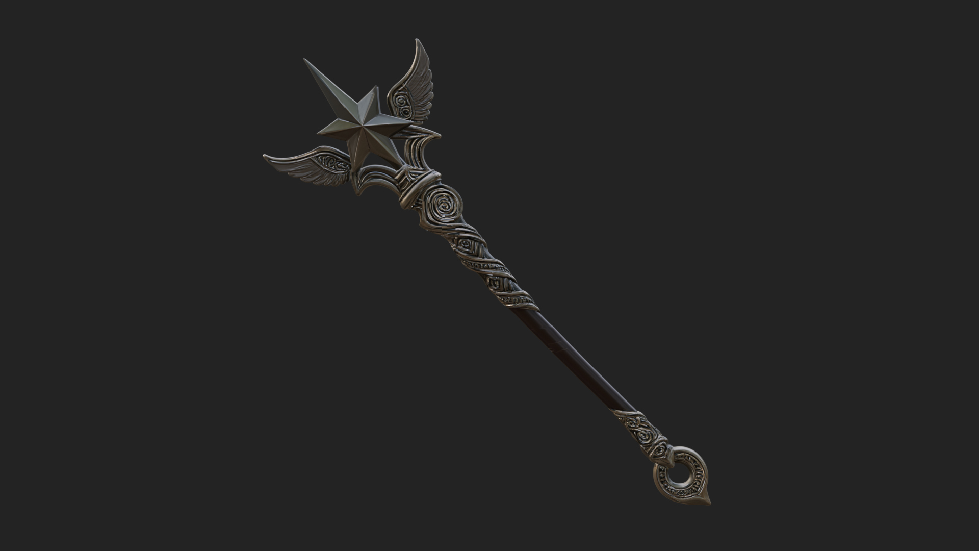 Dark Axe Head Staff Model Design 10 3D Print Model 3D Model