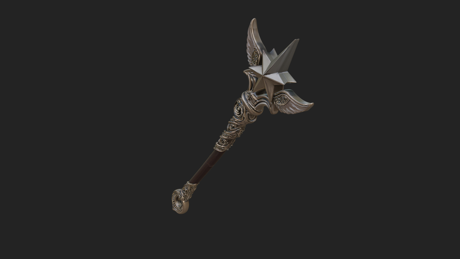 Dark Axe Head Staff Model Design 10 3D Print Model 3D Model