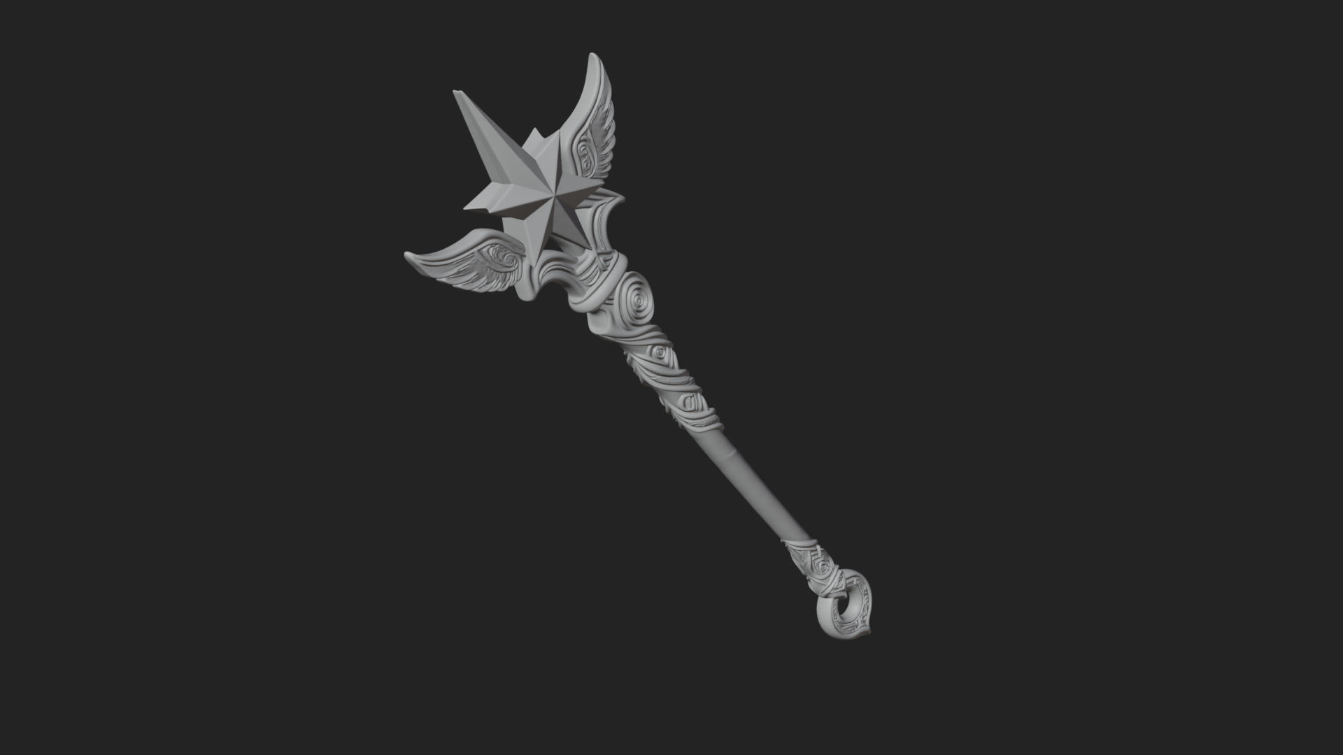 Dark Axe Head Staff Model Design 10 3D Print Model 3D Model