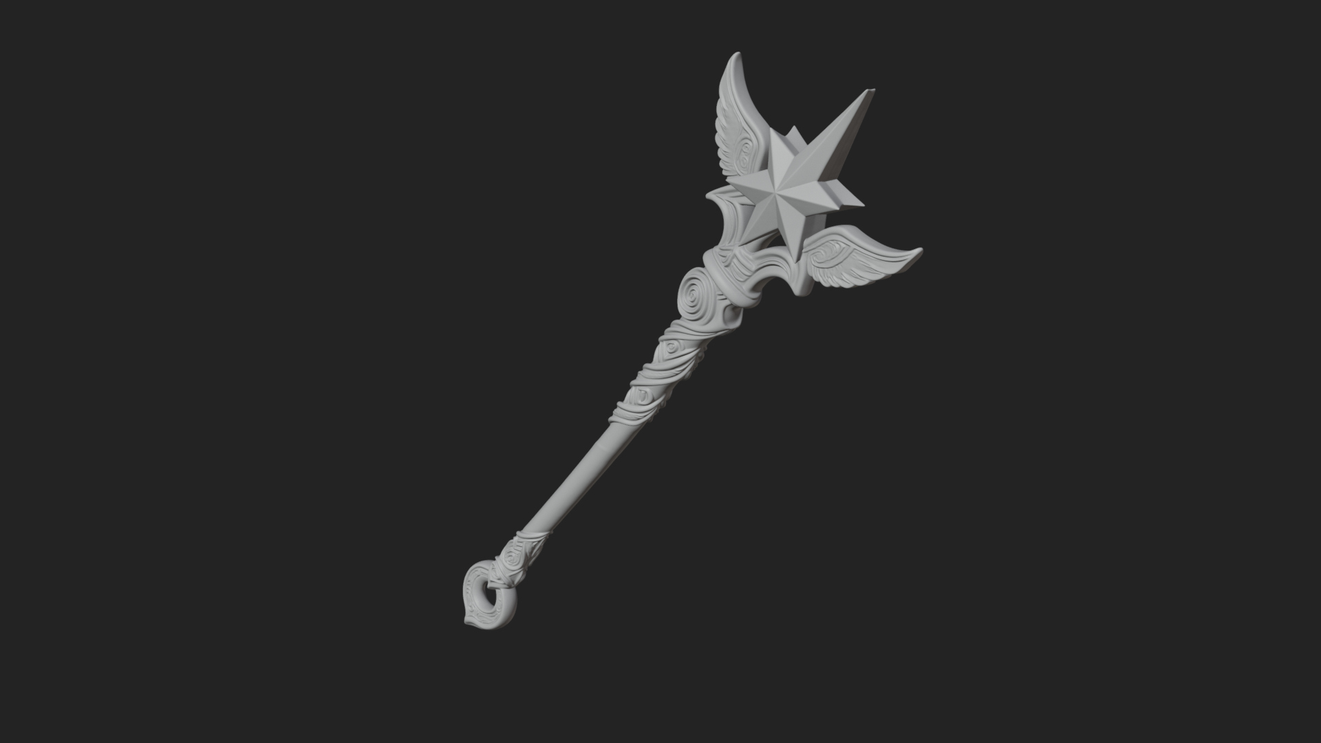 Dark Axe Head Staff Model Design 10 3D Print Model 3D Model