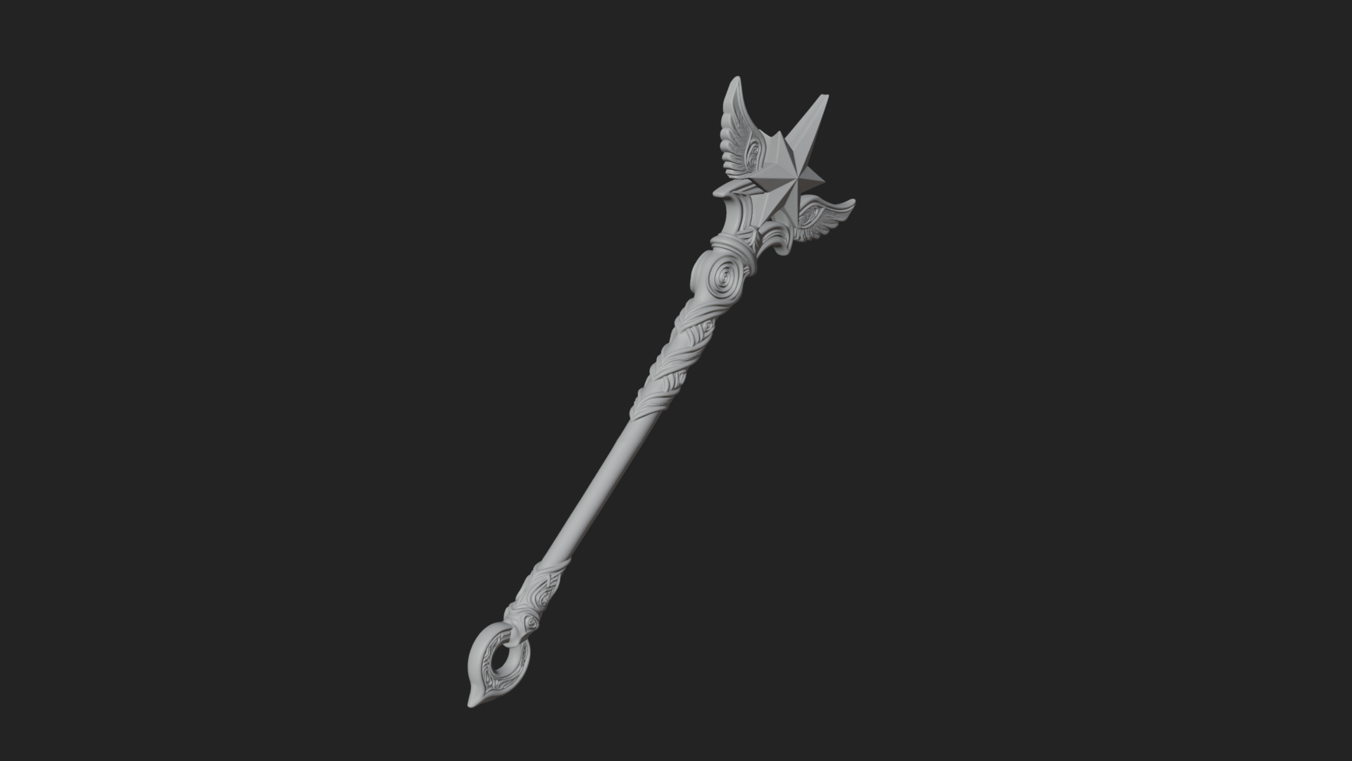 Dark Axe Head Staff Model Design 10 3D Print Model 3D Model