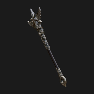 Dark Axe Head Staff Model Design 10 3D Print Model