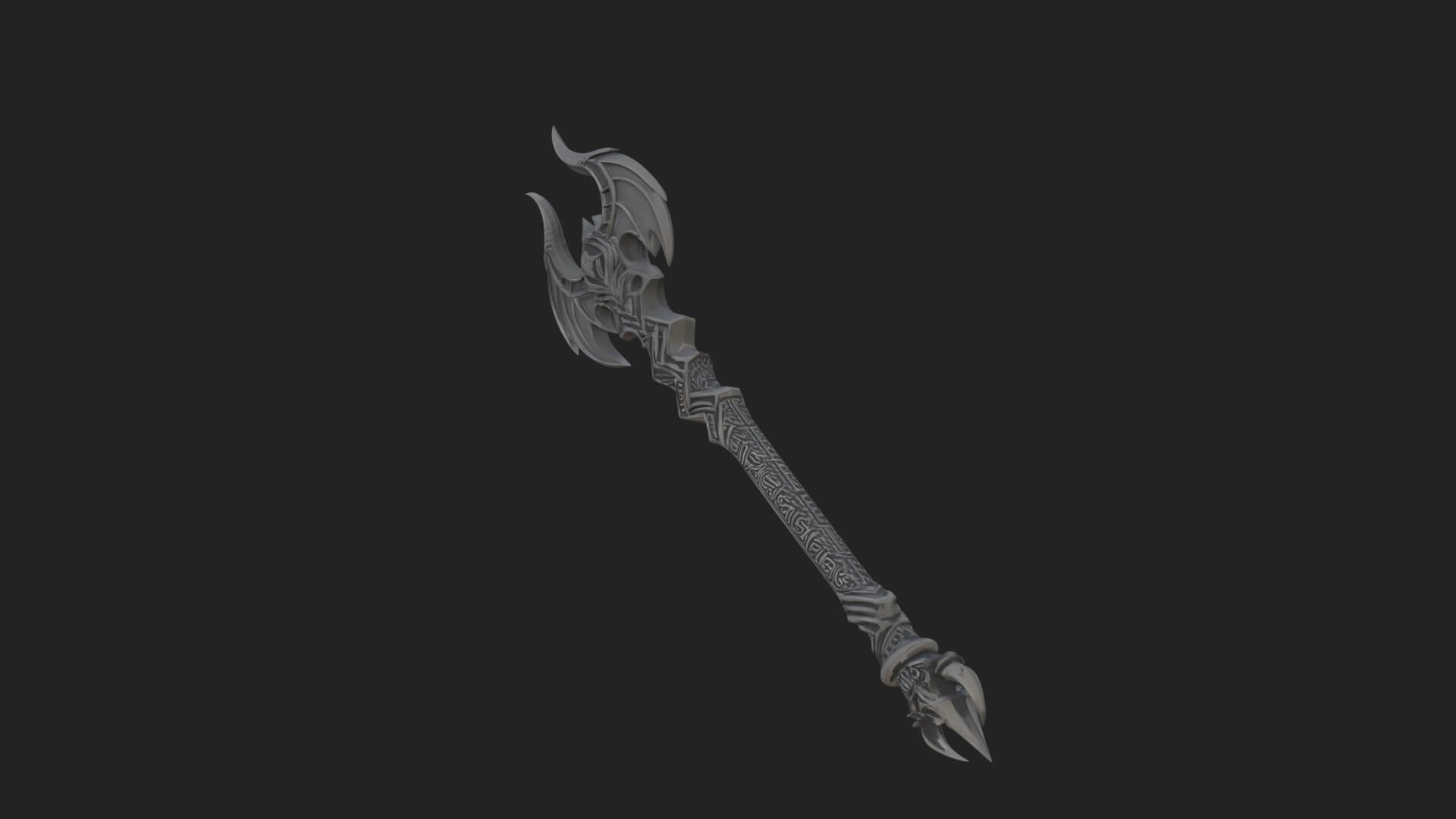 Dark Axe Head Staff Model Design 11 3D Print Model 3D Model