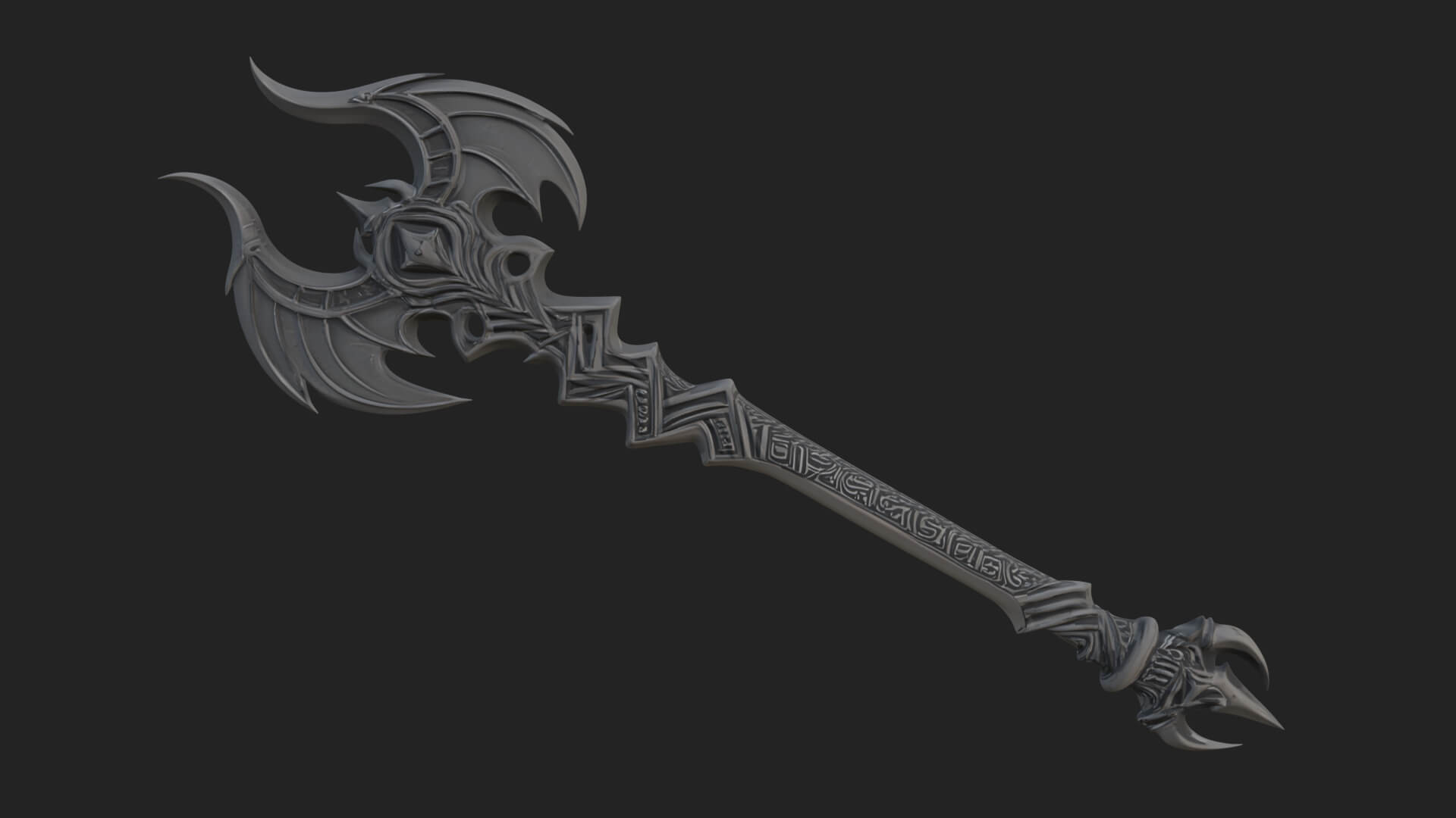 Dark Axe Head Staff Model Design 11 3D Print Model 3D Model