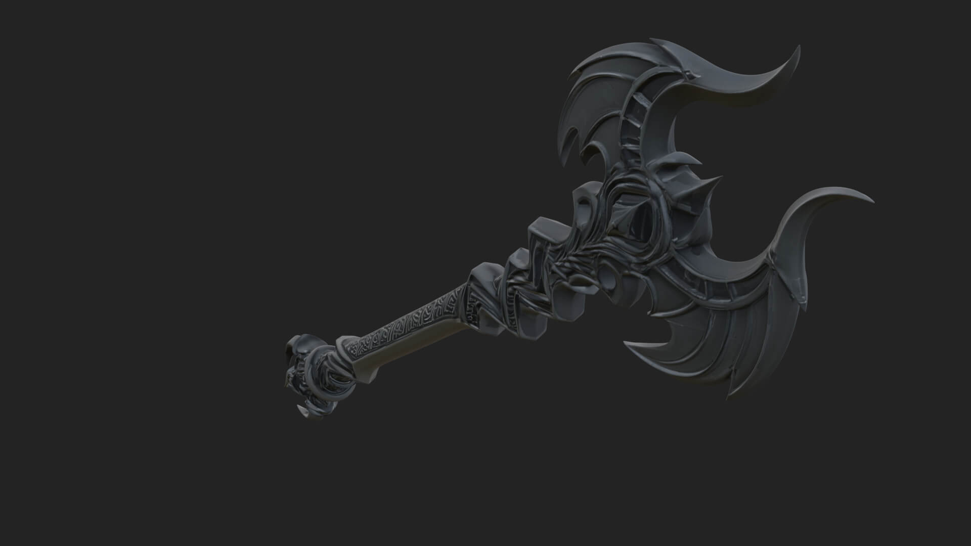 Dark Axe Head Staff Model Design 11 3D Print Model 3D Model