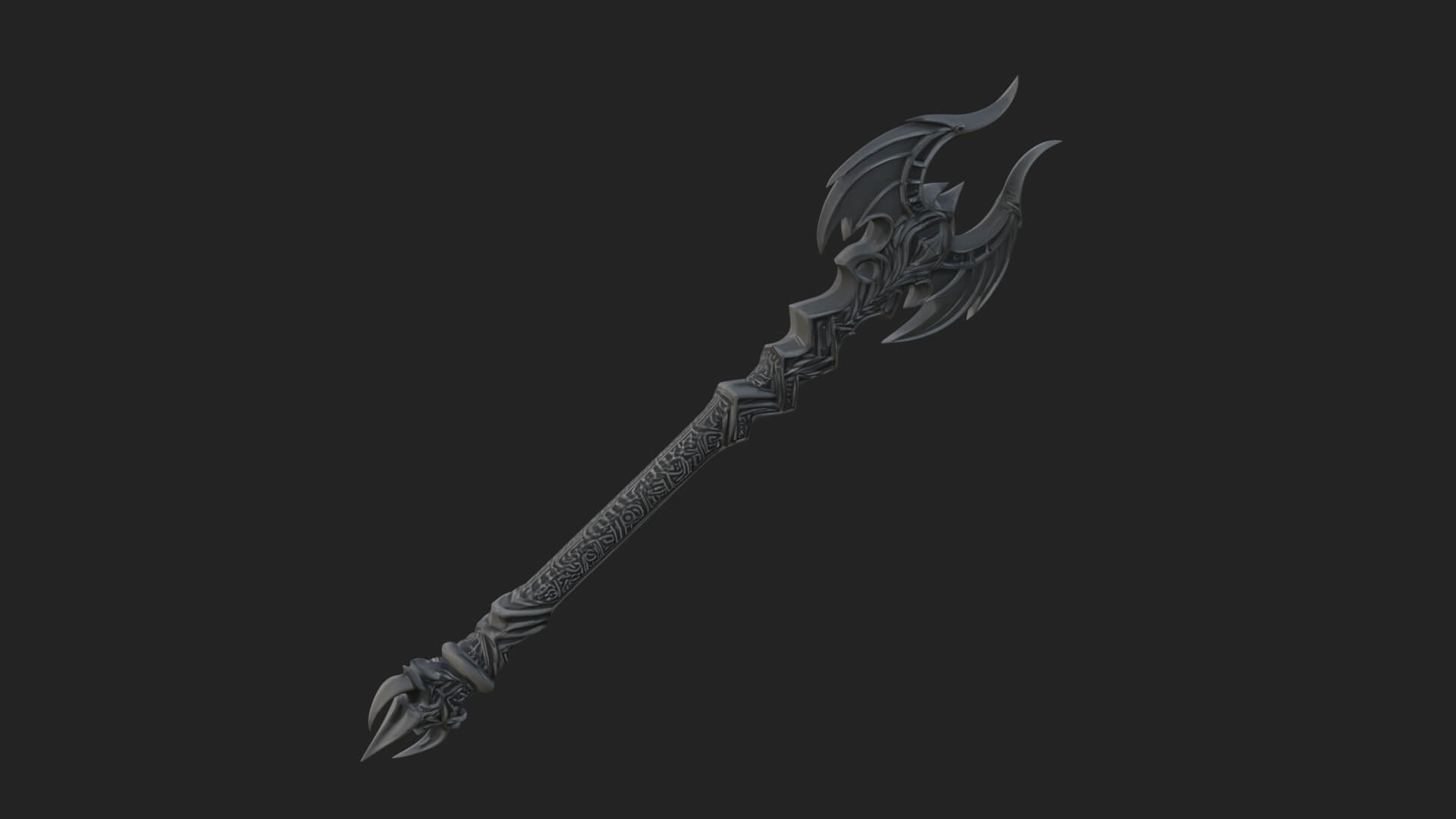 Dark Axe Head Staff Model Design 11 3D Print Model 3D Model