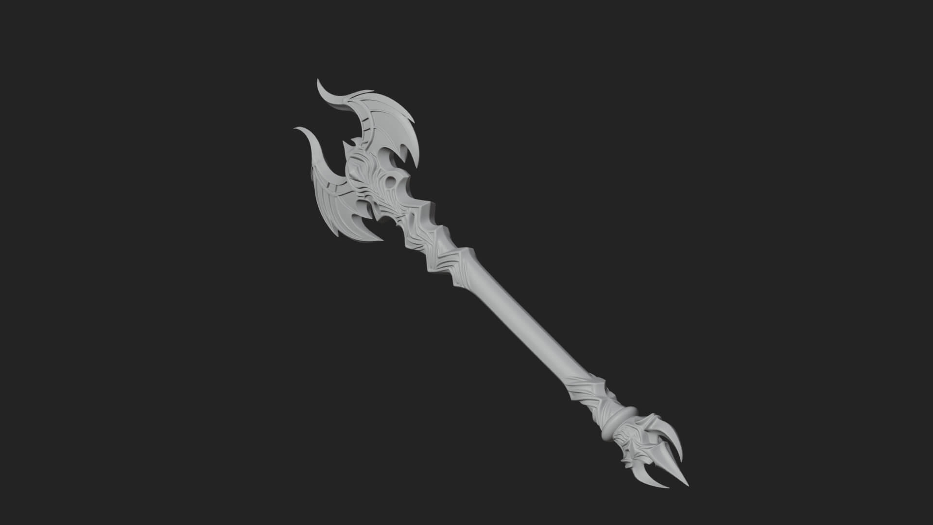 Dark Axe Head Staff Model Design 11 3D Print Model 3D Model