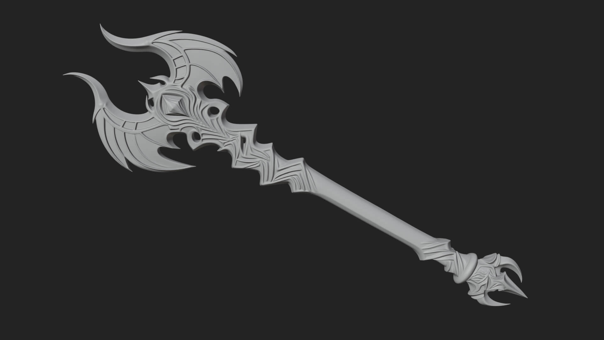Dark Axe Head Staff Model Design 11 3D Print Model 3D Model