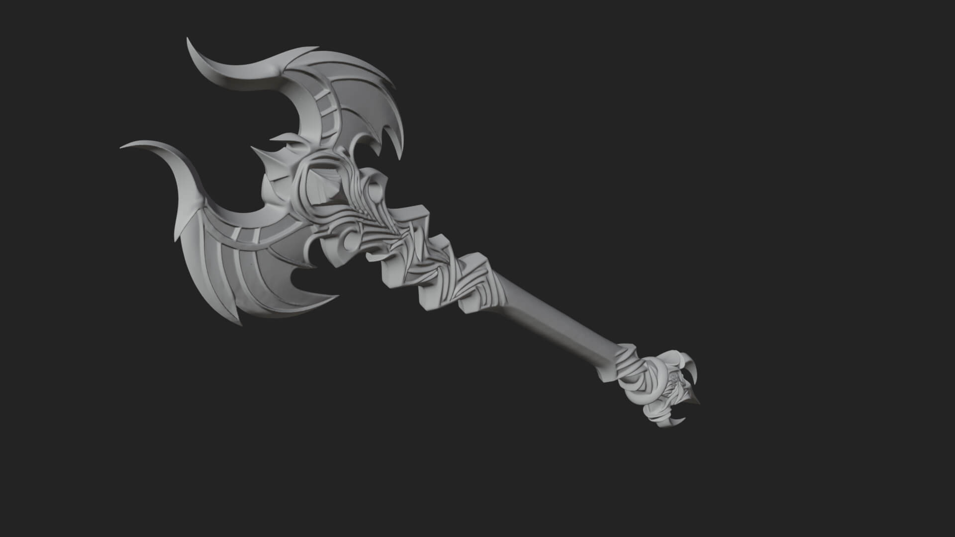 Dark Axe Head Staff Model Design 11 3D Print Model 3D Model