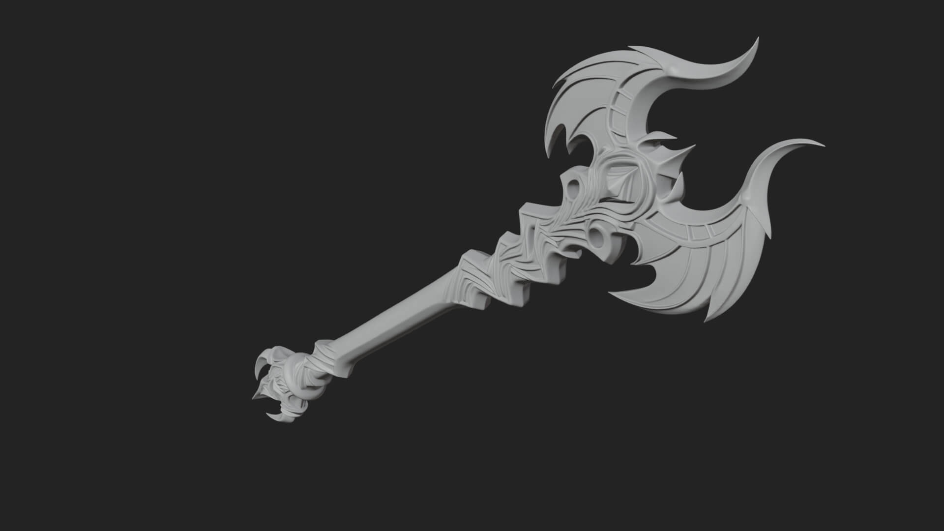 Dark Axe Head Staff Model Design 11 3D Print Model 3D Model