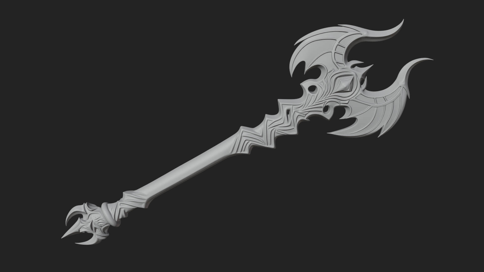Dark Axe Head Staff Model Design 11 3D Print Model 3D Model