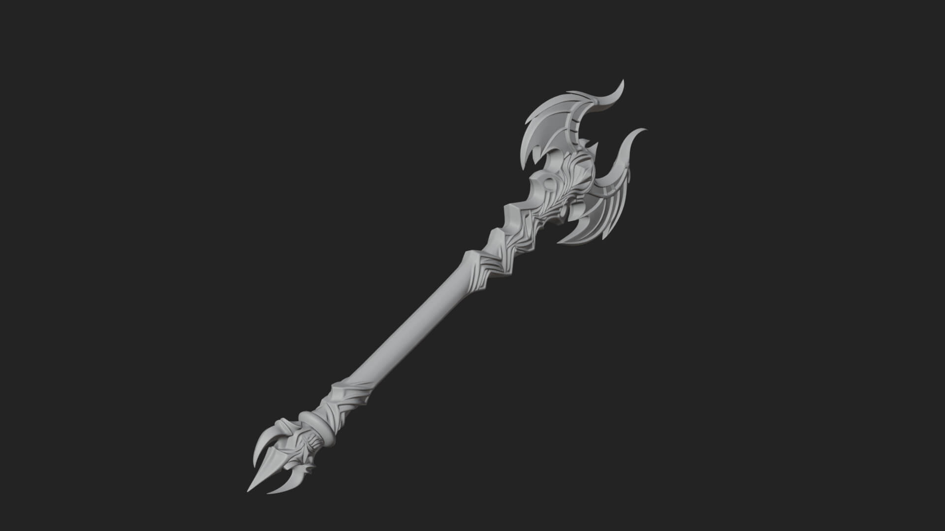 Dark Axe Head Staff Model Design 11 3D Print Model 3D Model