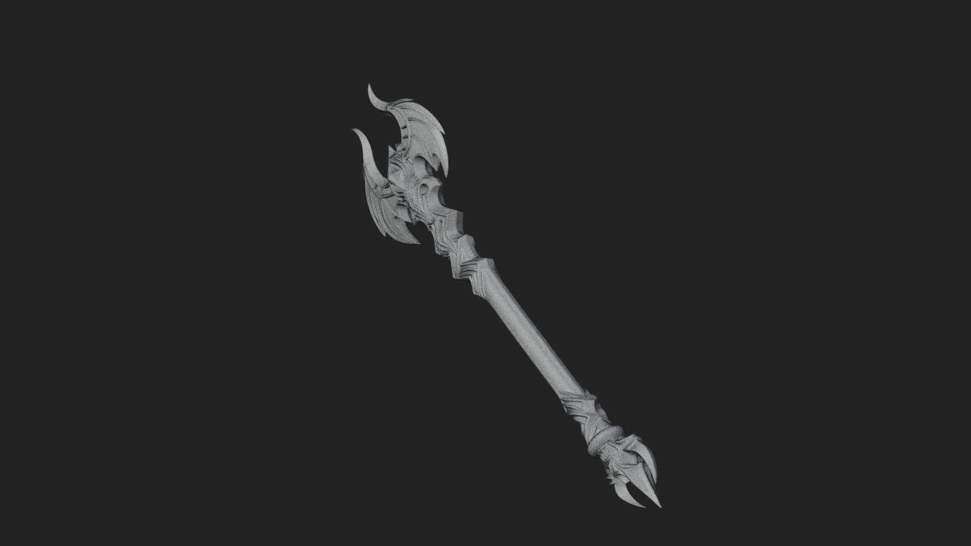 Dark Axe Head Staff Model Design 11 3D Print Model 3D Model
