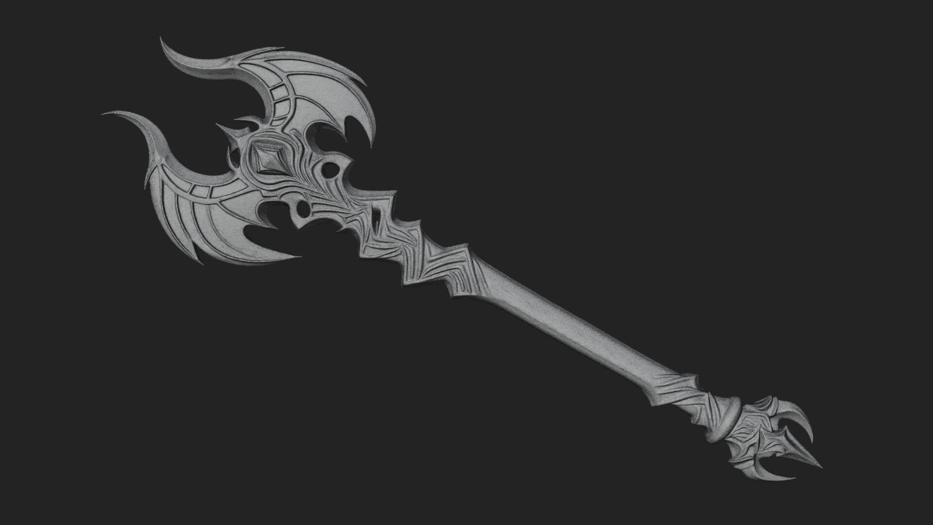 Dark Axe Head Staff Model Design 11 3D Print Model 3D Model