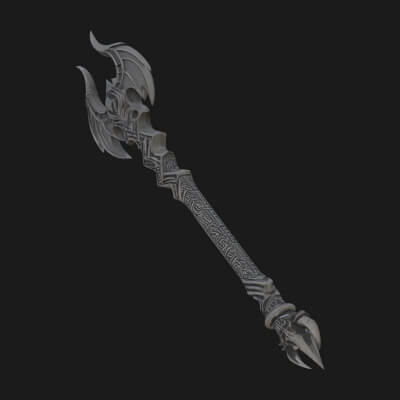 Dark Axe Head Staff Model Design 11 3D Print Model