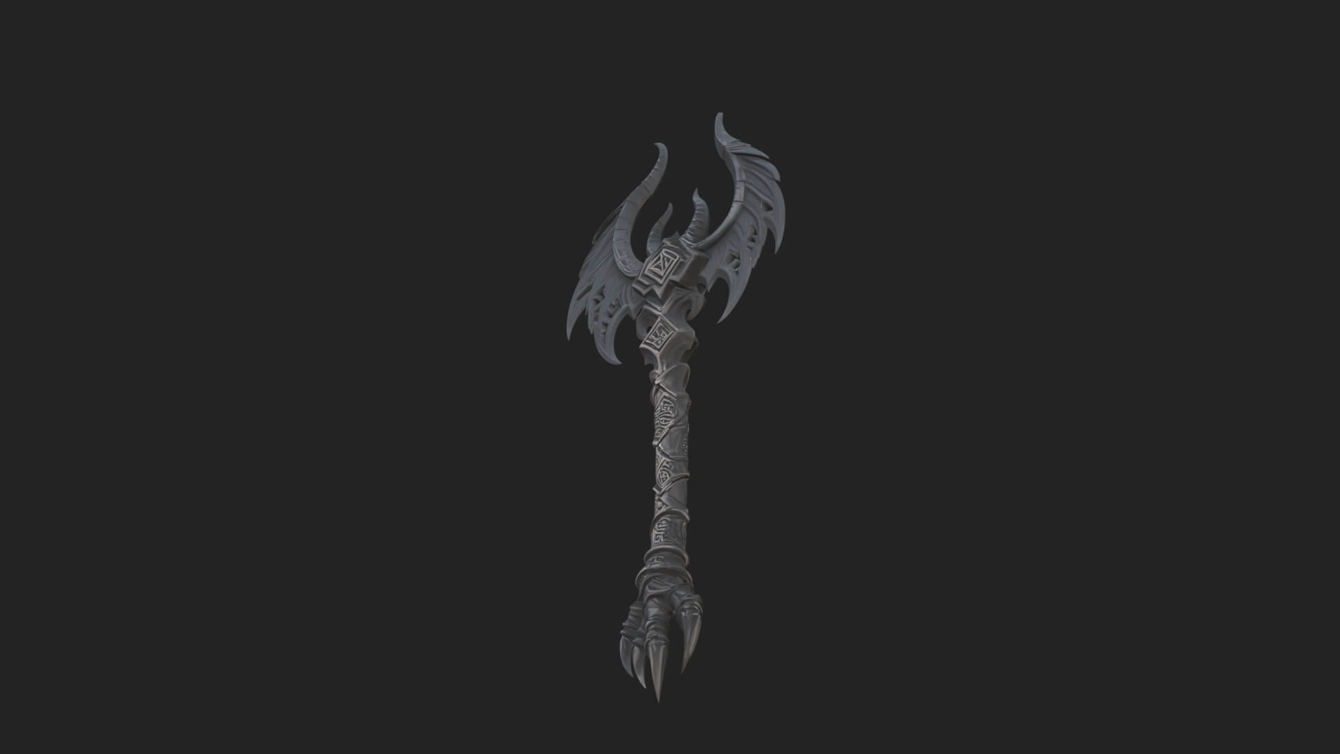 Dark Axe Head Staff Model Design 12 3D Print Model 3D Model