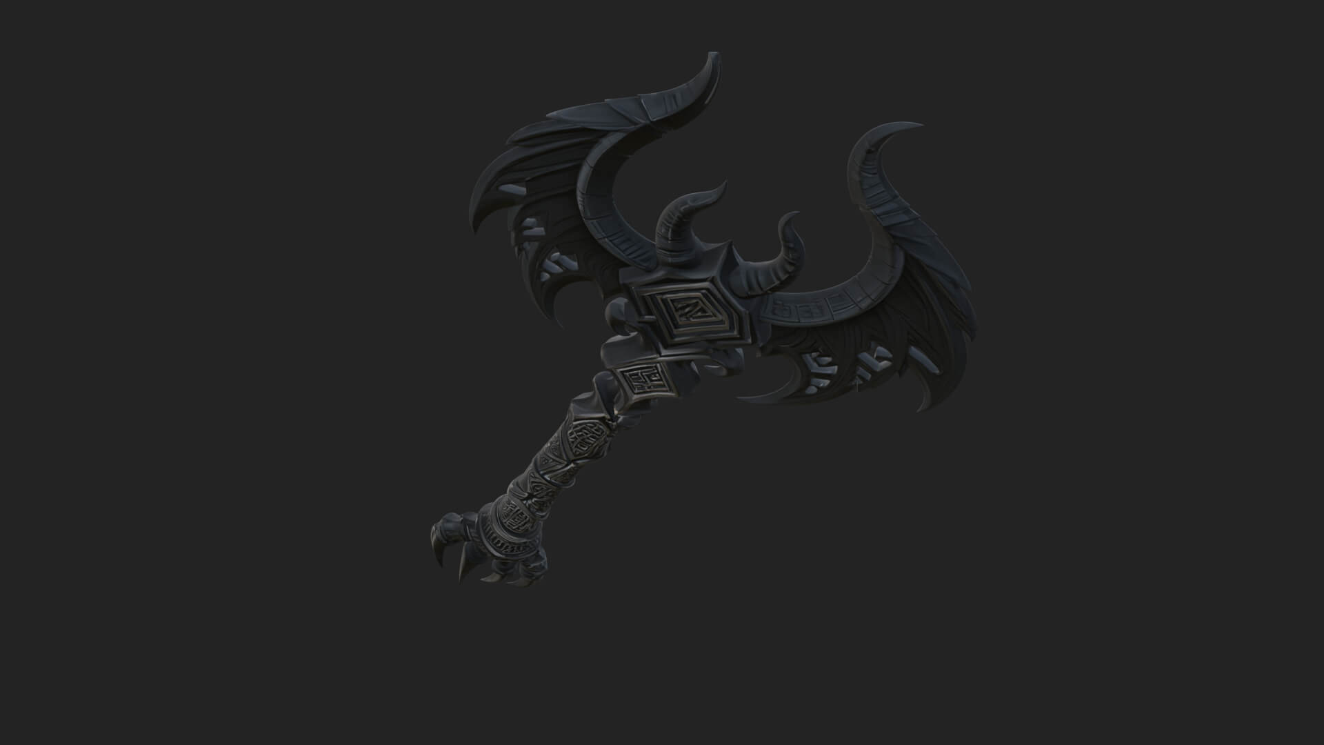 Dark Axe Head Staff Model Design 12 3D Print Model 3D Model