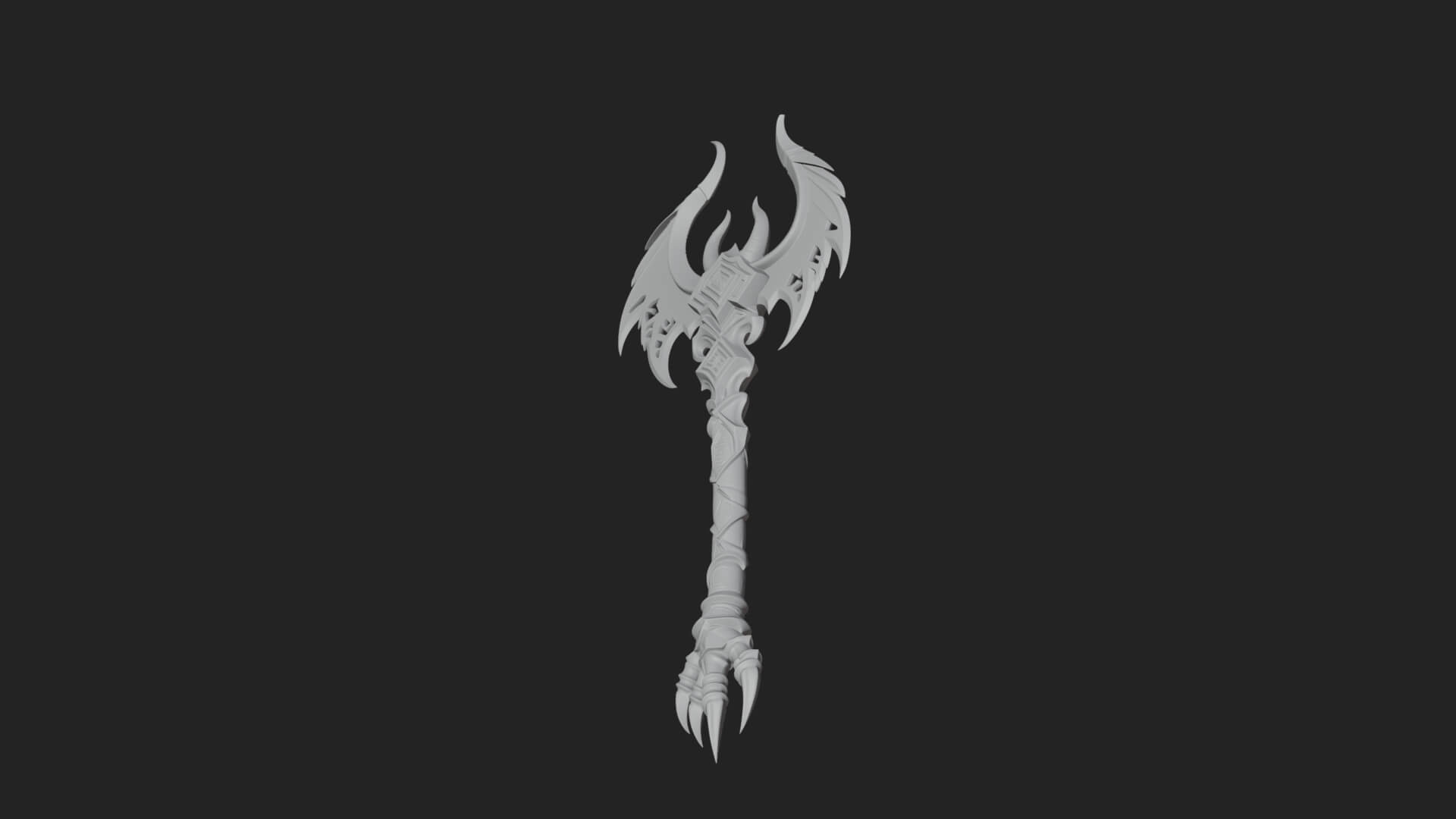 Dark Axe Head Staff Model Design 12 3D Print Model 3D Model