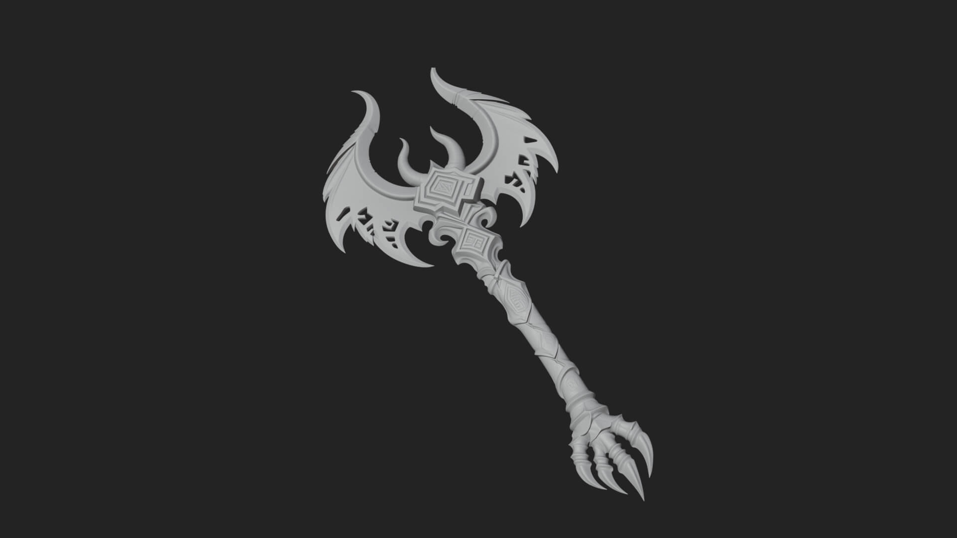 Dark Axe Head Staff Model Design 12 3D Print Model 3D Model