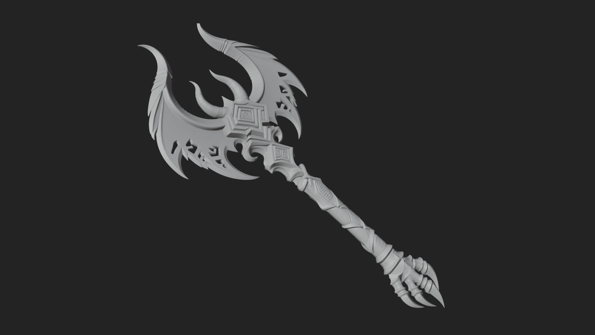 Dark Axe Head Staff Model Design 12 3D Print Model 3D Model