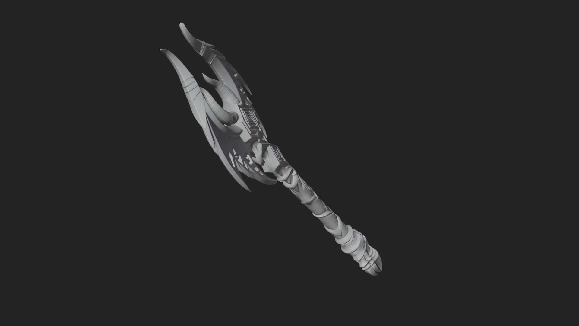 Dark Axe Head Staff Model Design 12 3D Print Model 3D Model