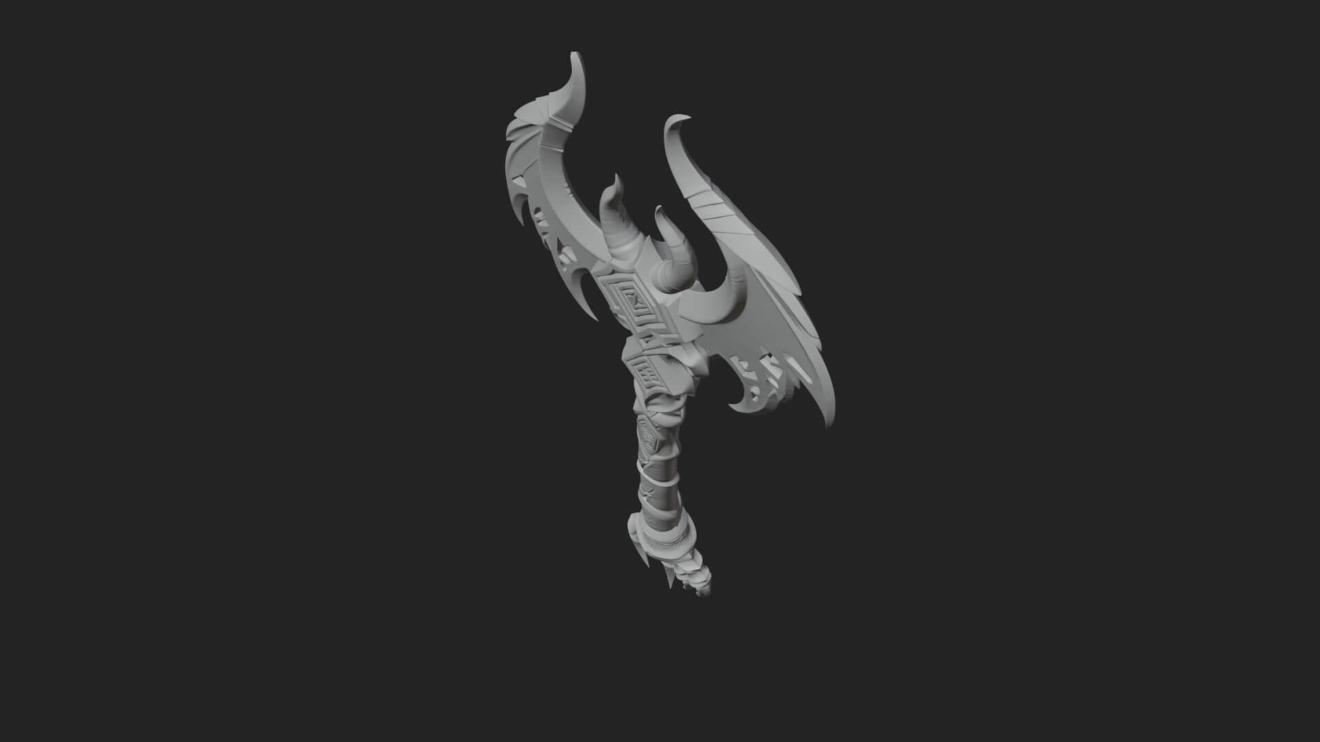Dark Axe Head Staff Model Design 12 3D Print Model 3D Model
