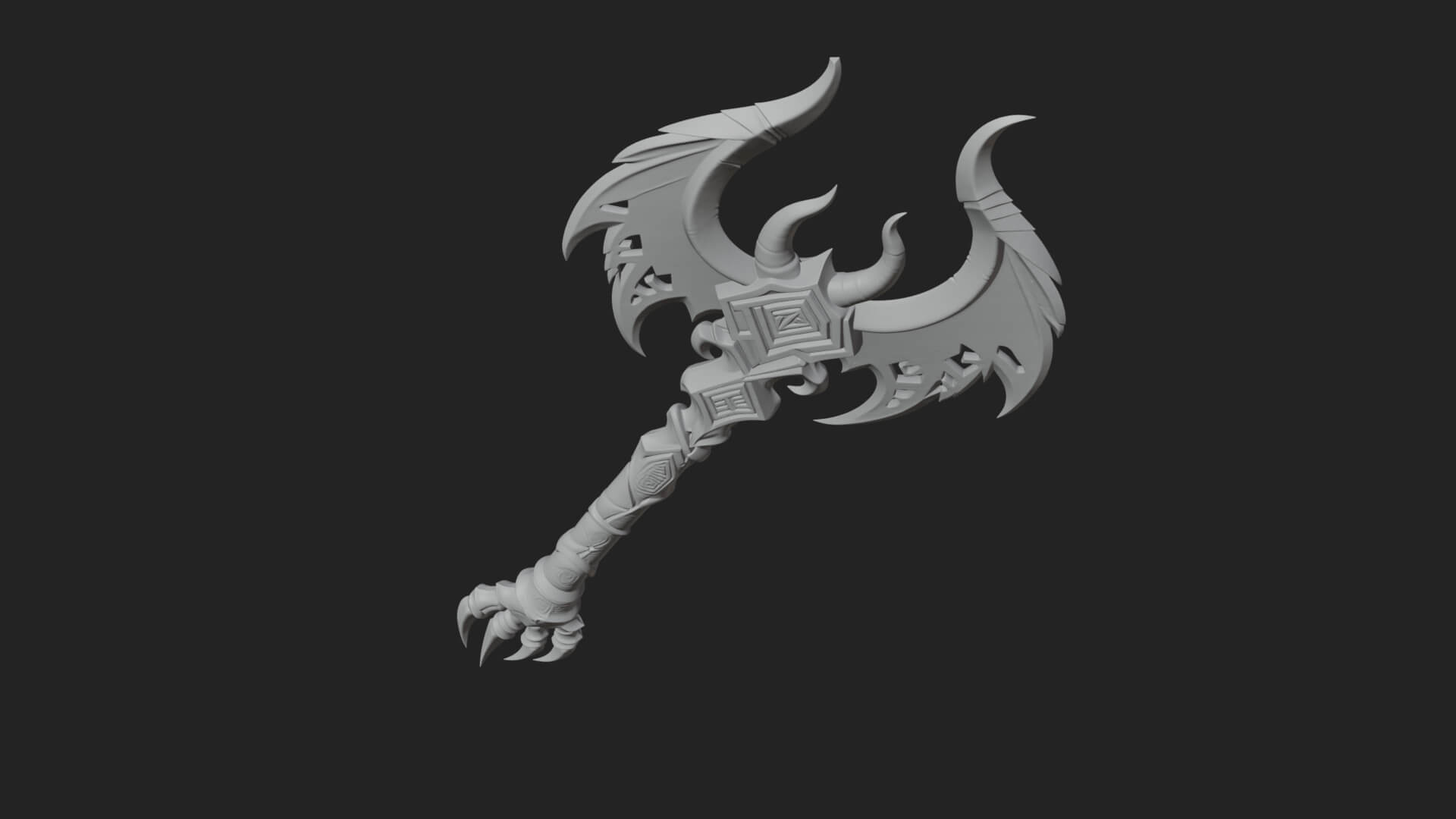 Dark Axe Head Staff Model Design 12 3D Print Model 3D Model