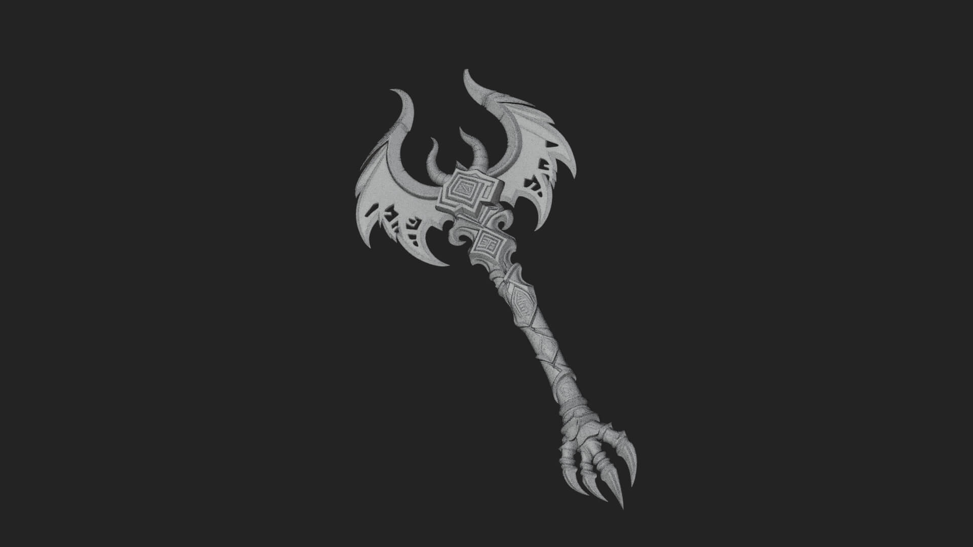 Dark Axe Head Staff Model Design 12 3D Print Model 3D Model