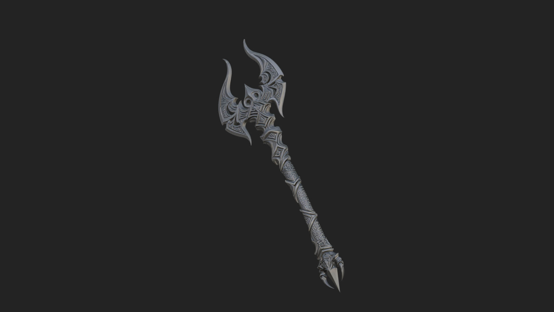 Dark Axe Head Staff Model Design 13 3D Print Model 3D Model