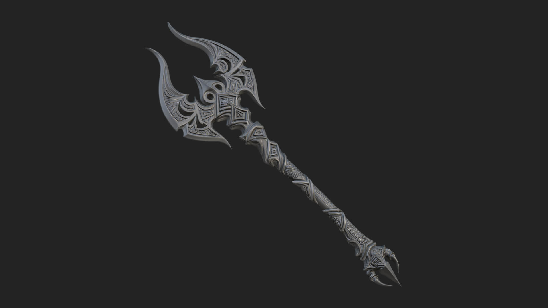 Dark Axe Head Staff Model Design 13 3D Print Model 3D Model