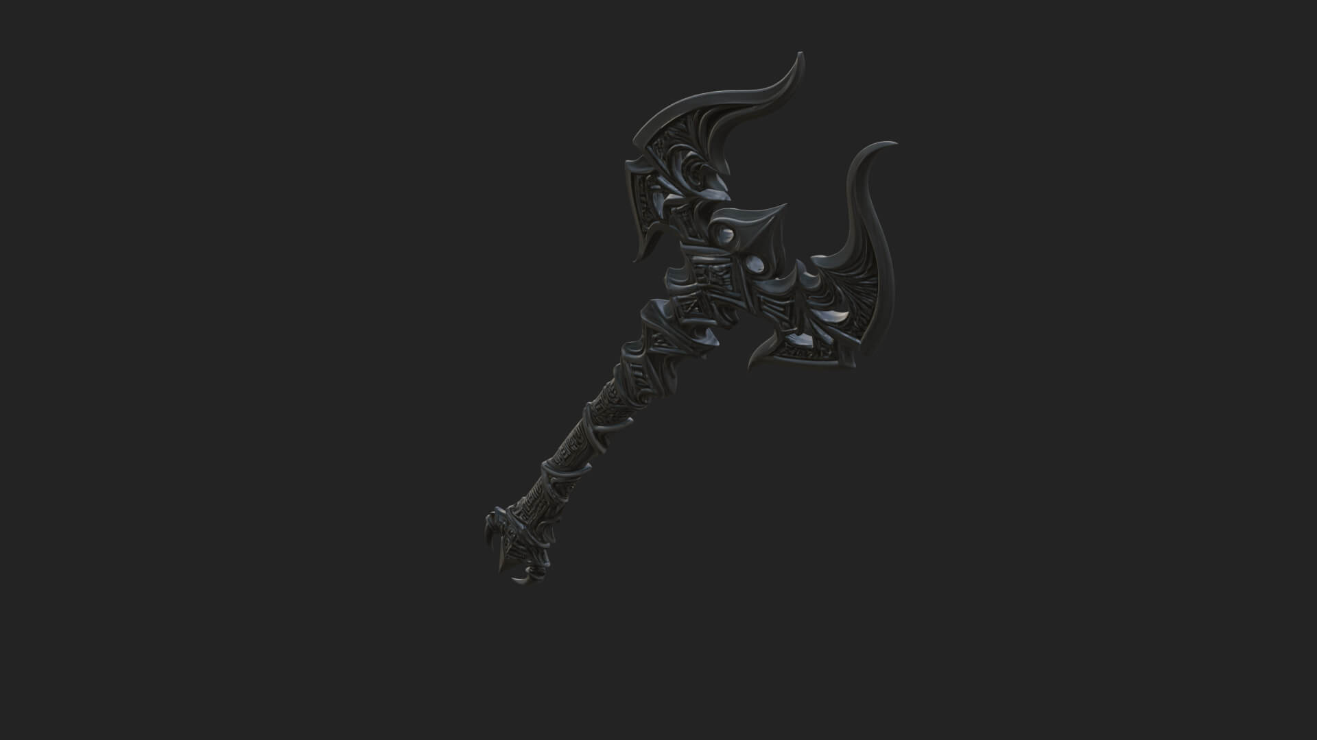 Dark Axe Head Staff Model Design 13 3D Print Model 3D Model