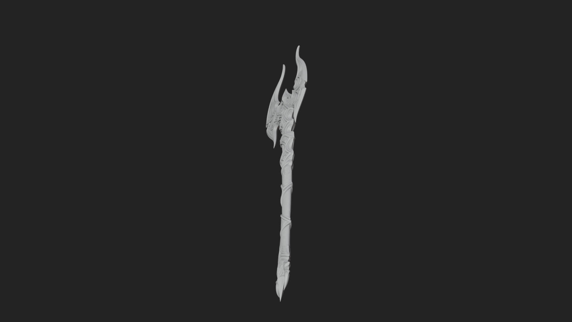 Dark Axe Head Staff Model Design 13 3D Print Model 3D Model