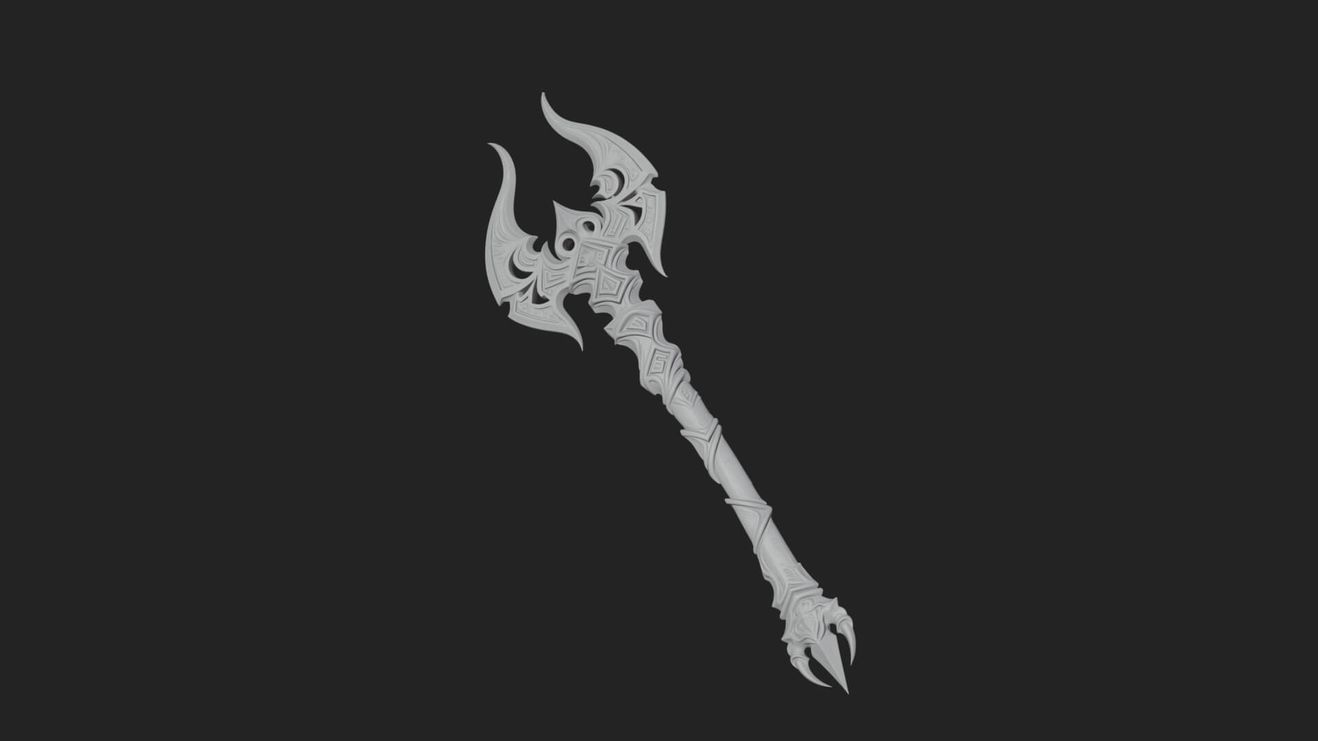 Dark Axe Head Staff Model Design 13 3D Print Model 3D Model