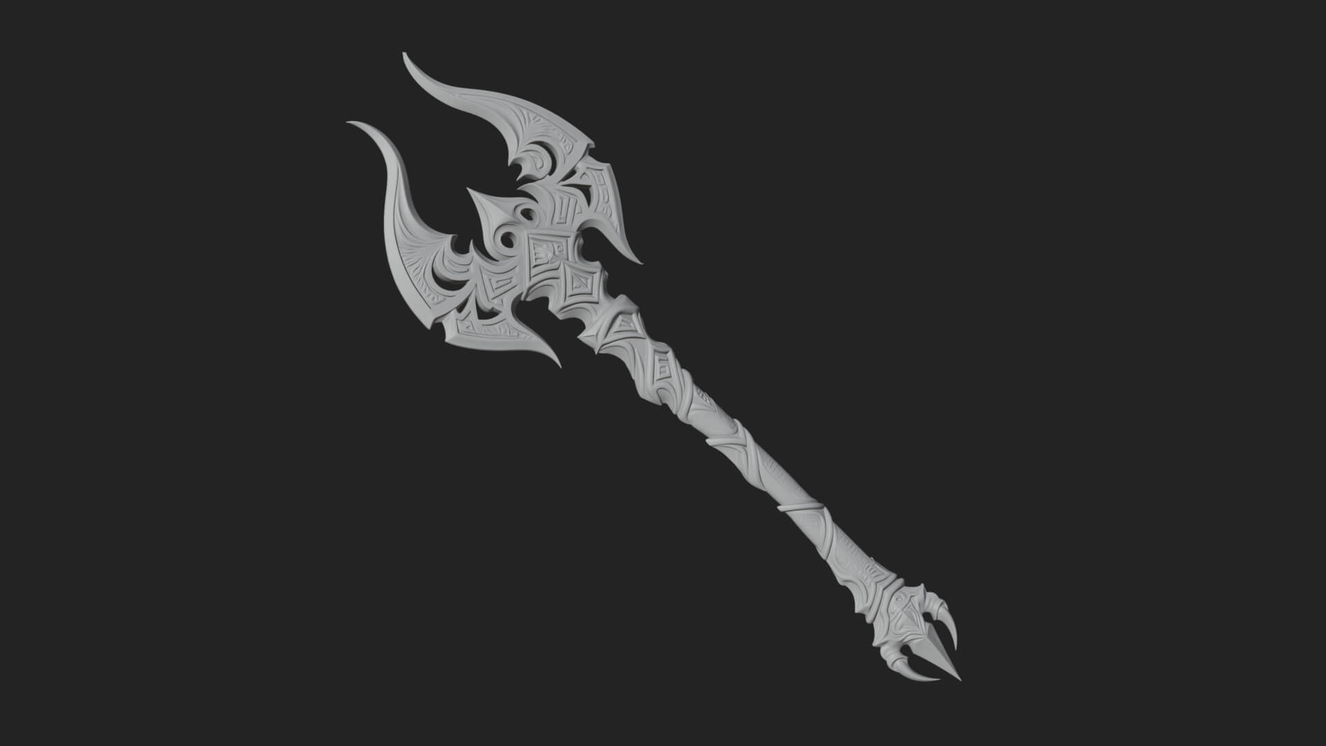 Dark Axe Head Staff Model Design 13 3D Print Model 3D Model