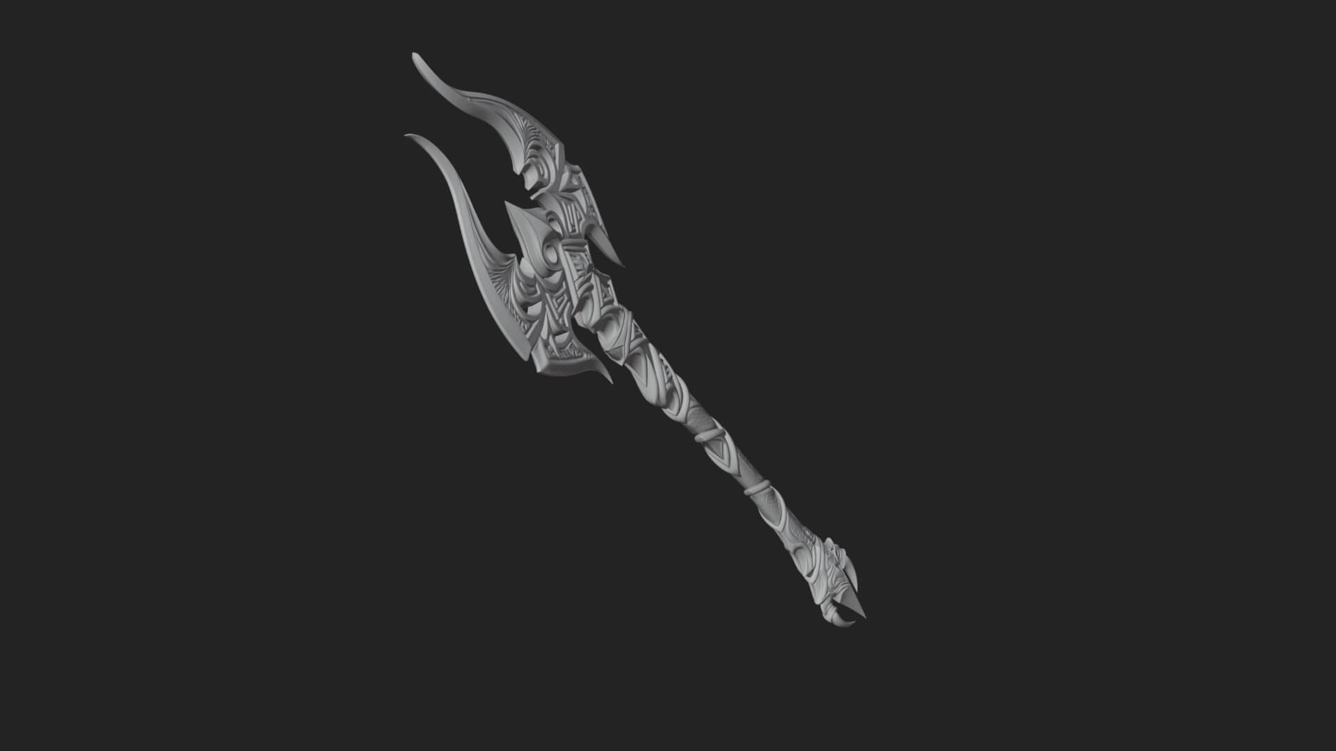 Dark Axe Head Staff Model Design 13 3D Print Model 3D Model