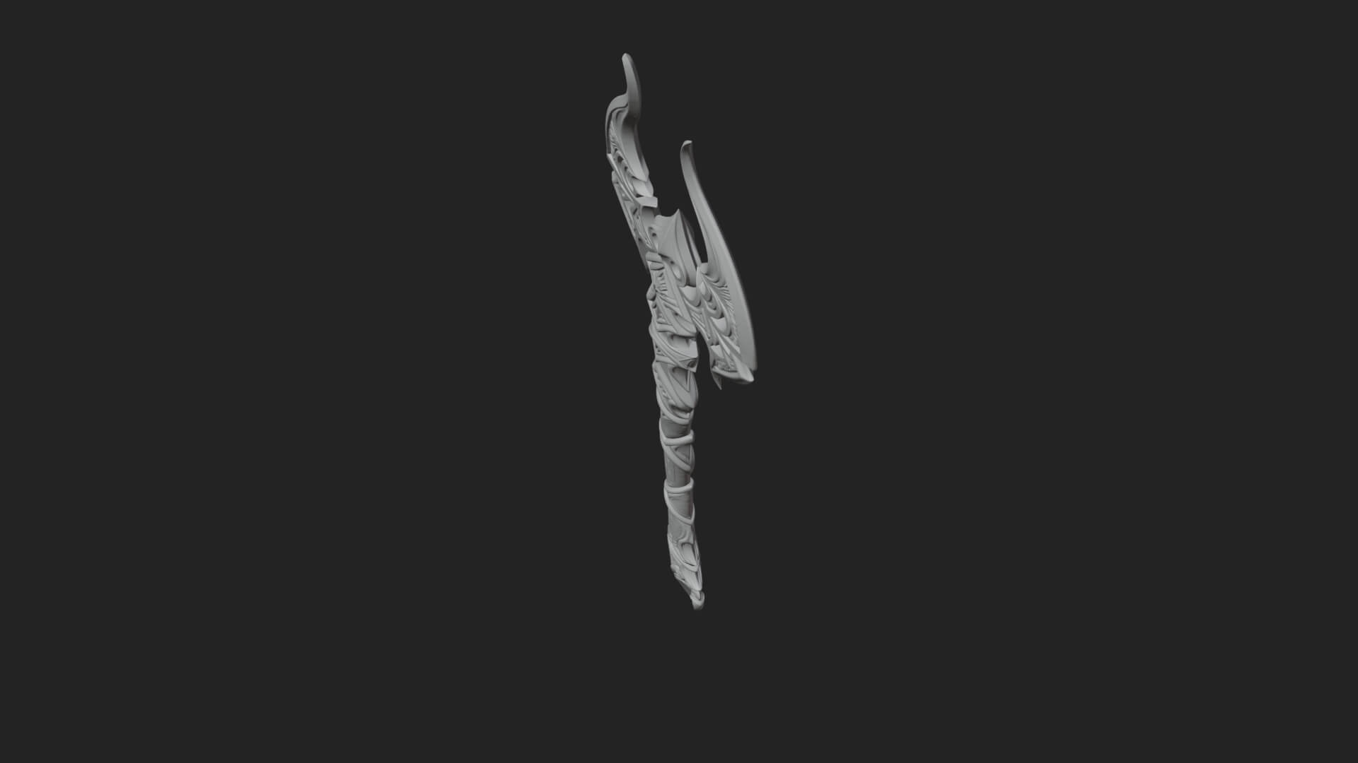 Dark Axe Head Staff Model Design 13 3D Print Model 3D Model
