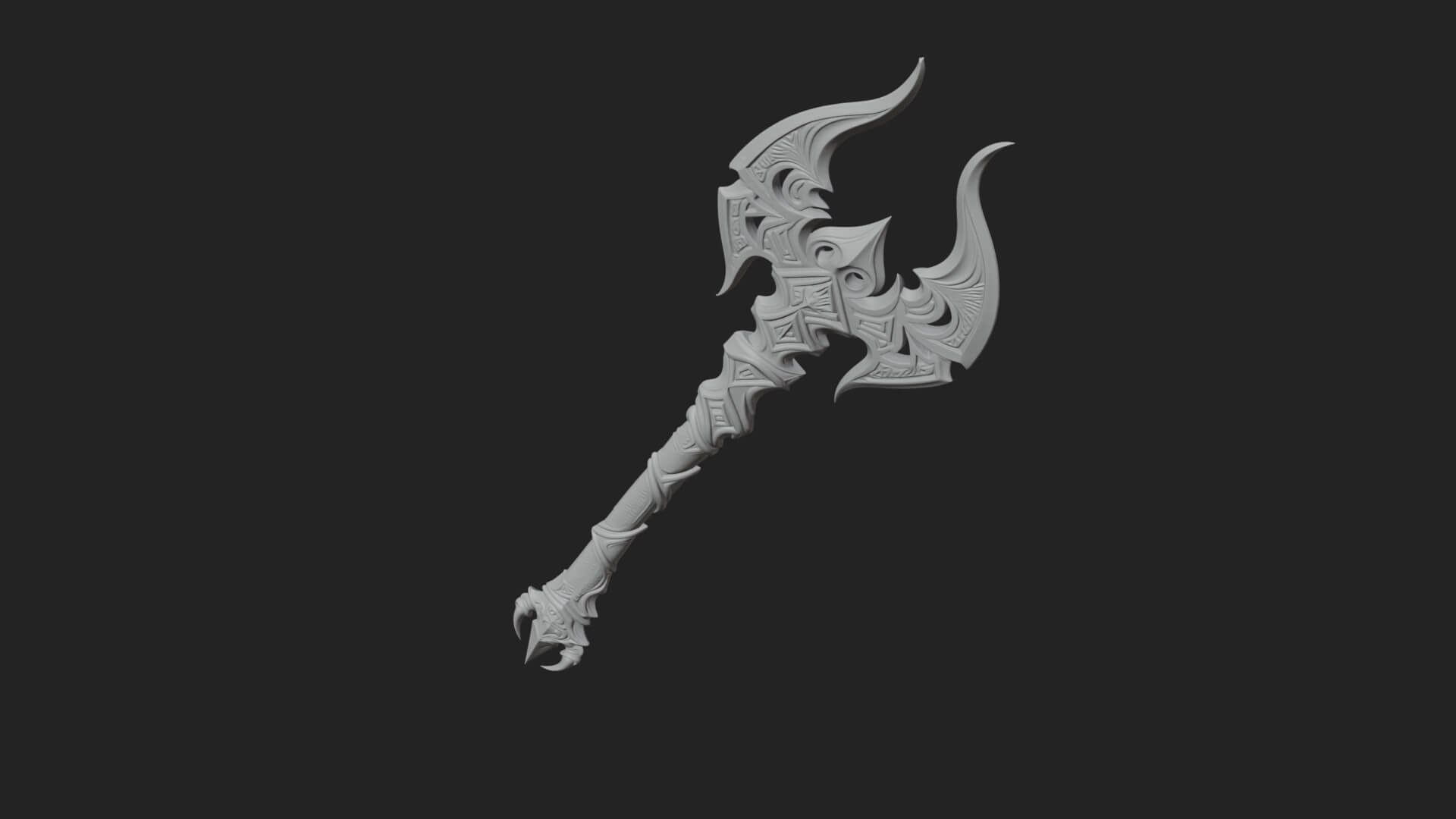 Dark Axe Head Staff Model Design 13 3D Print Model 3D Model