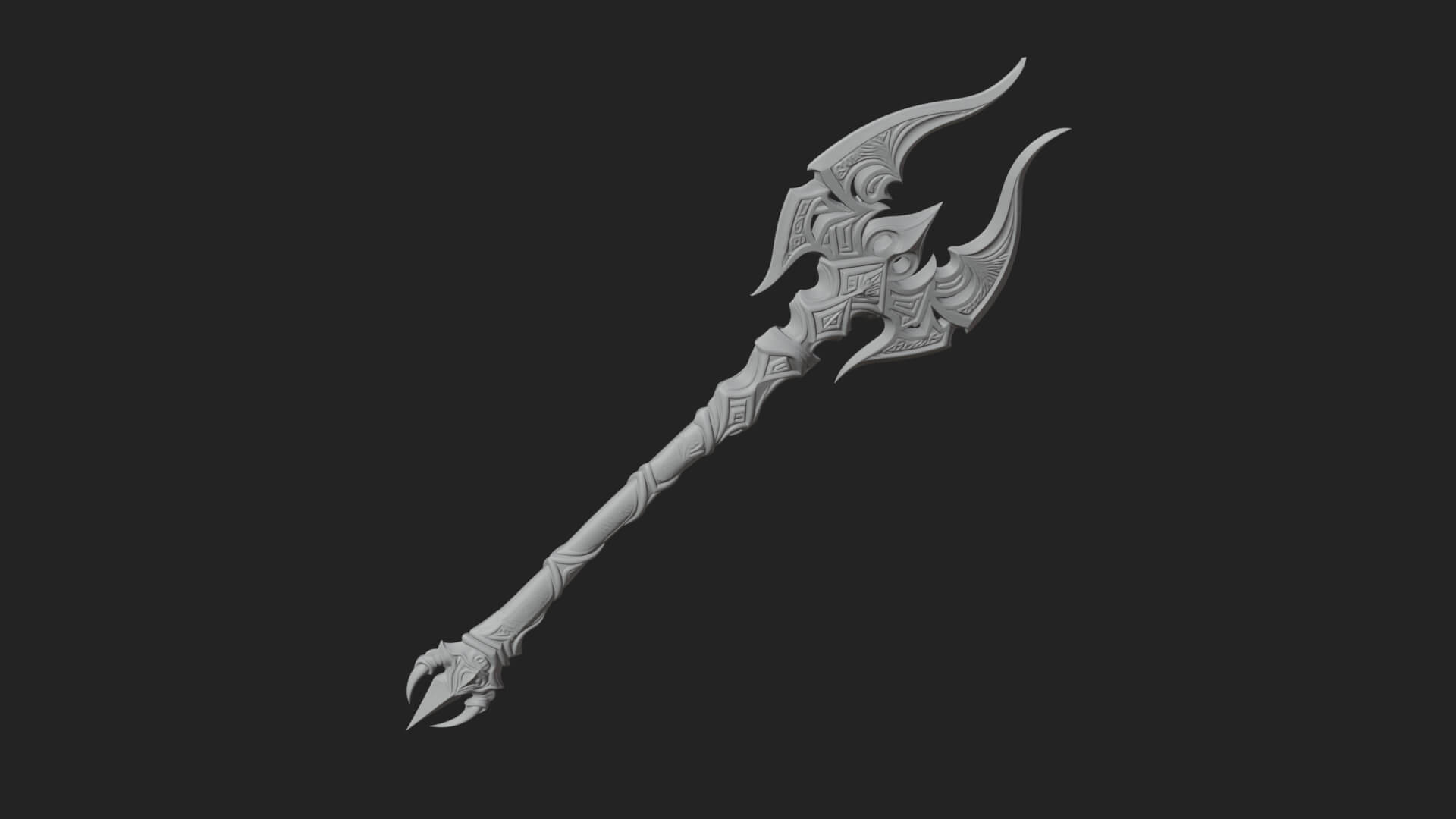 Dark Axe Head Staff Model Design 13 3D Print Model 3D Model