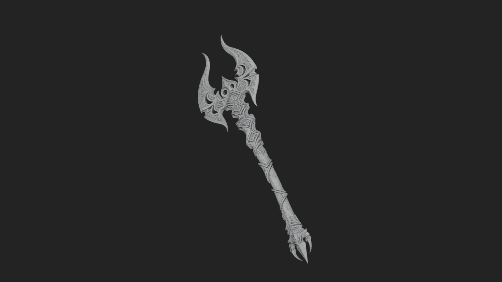 Dark Axe Head Staff Model Design 13 3D Print Model 3D Model