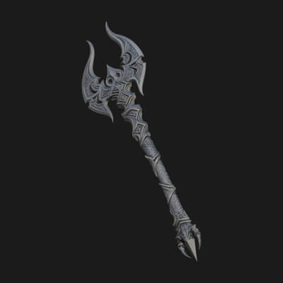 Dark Axe Head Staff Model Design 13 3D Print Model
