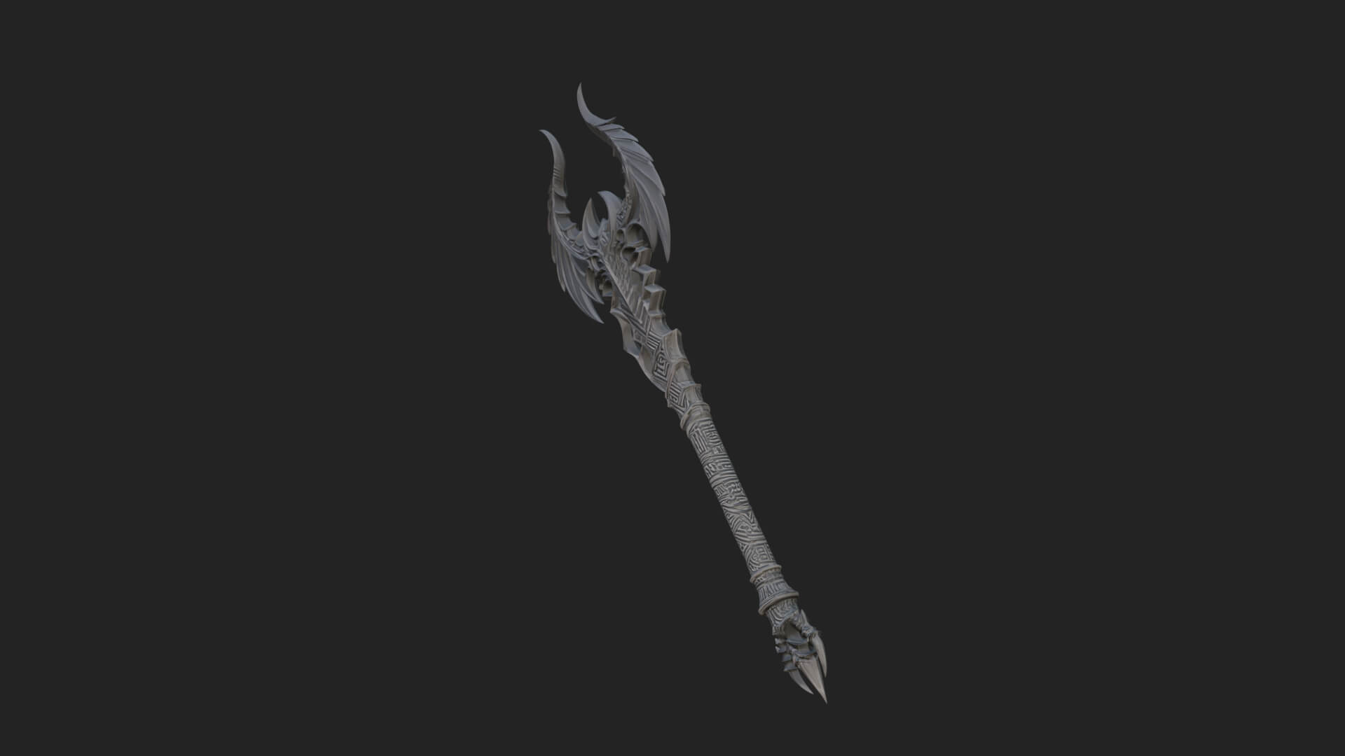 Dark Axe Head Staff Model Design 14 3D Print Model 3D Model