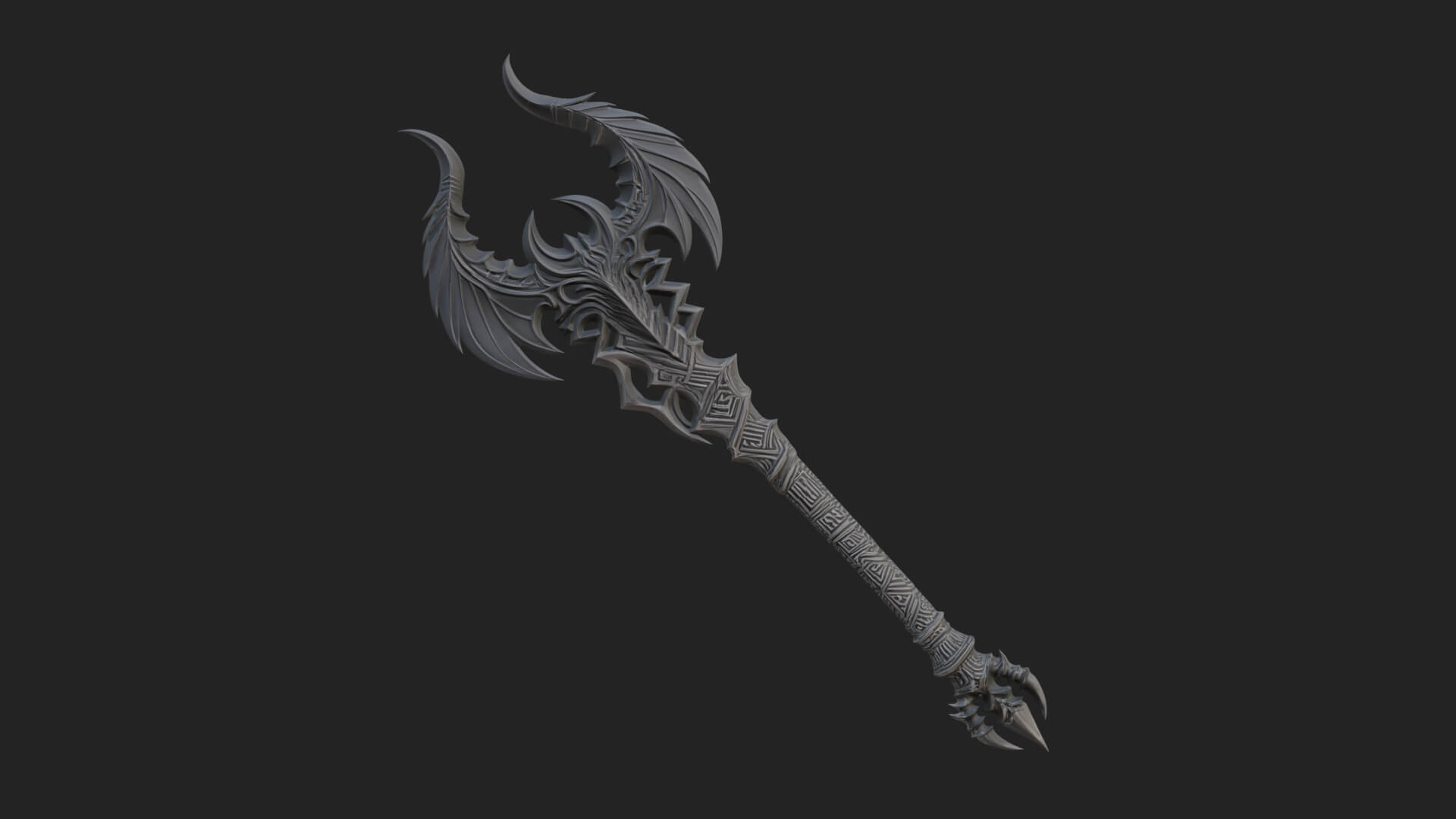 Dark Axe Head Staff Model Design 14 3D Print Model 3D Model