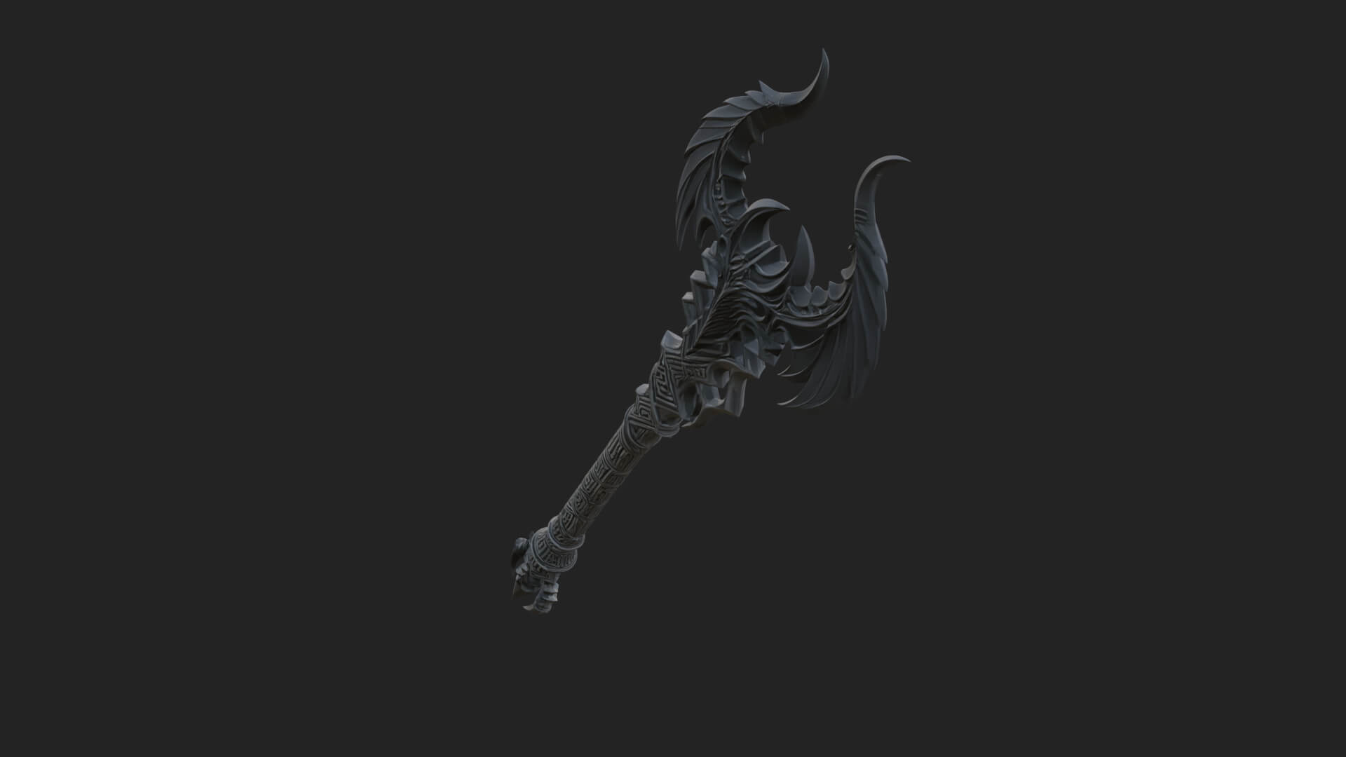 Dark Axe Head Staff Model Design 14 3D Print Model 3D Model