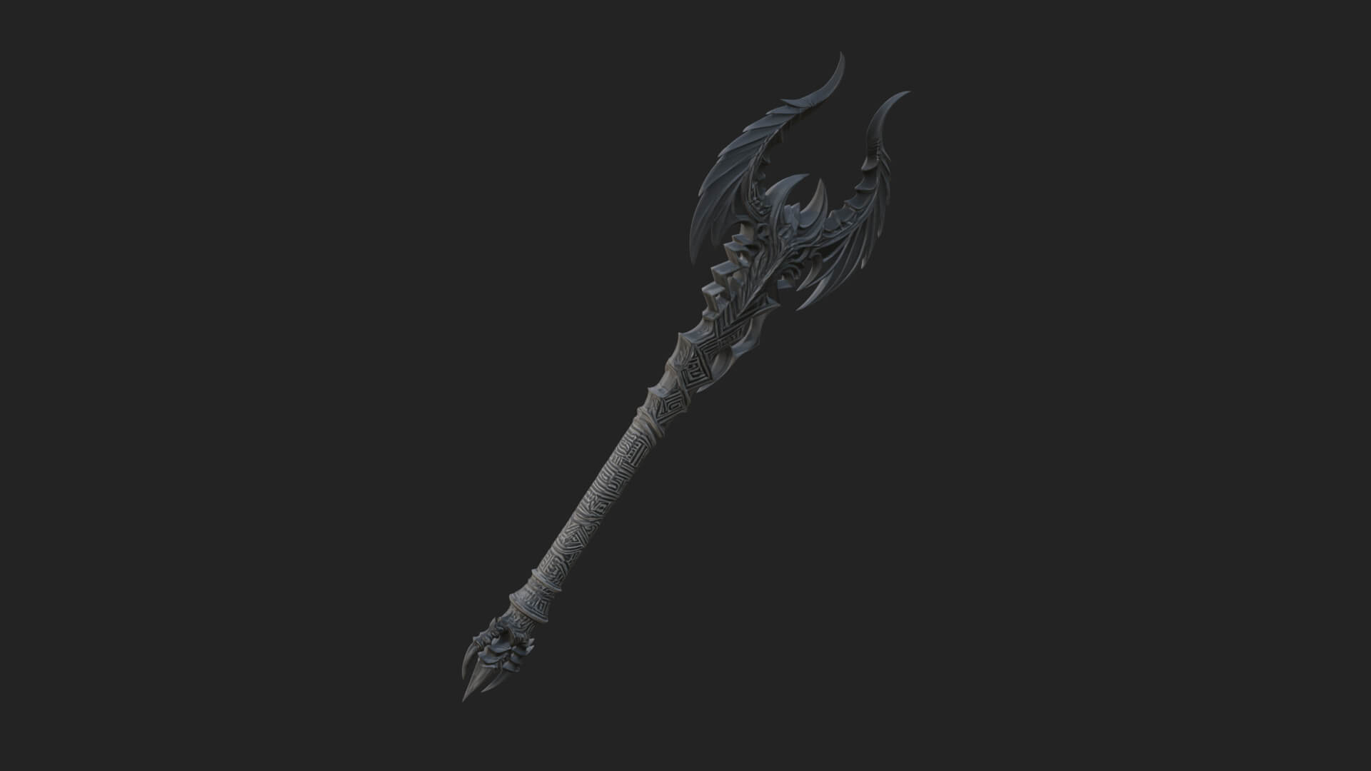 Dark Axe Head Staff Model Design 14 3D Print Model 3D Model