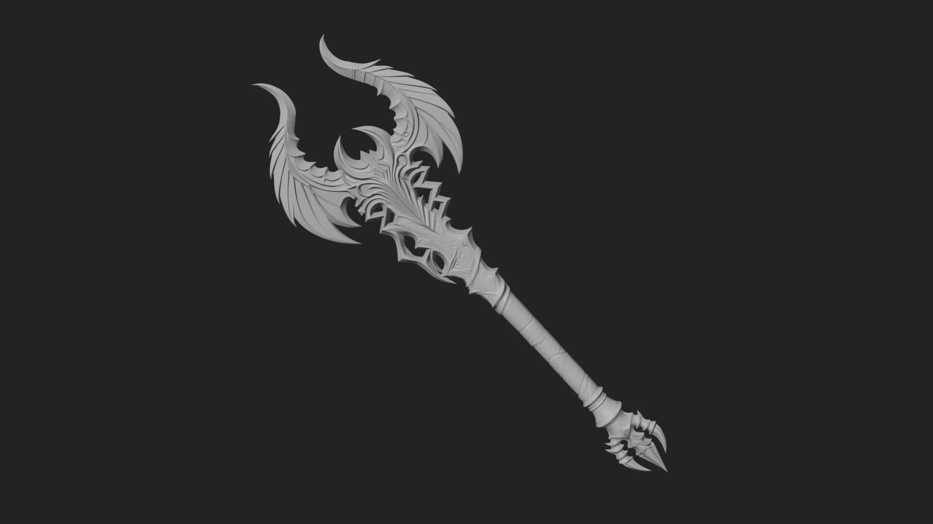 Dark Axe Head Staff Model Design 14 3D Print Model 3D Model
