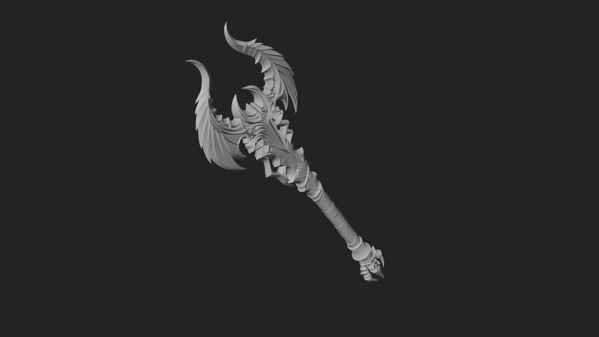 Dark Axe Head Staff Model Design 14 3D Print Model 3D Model