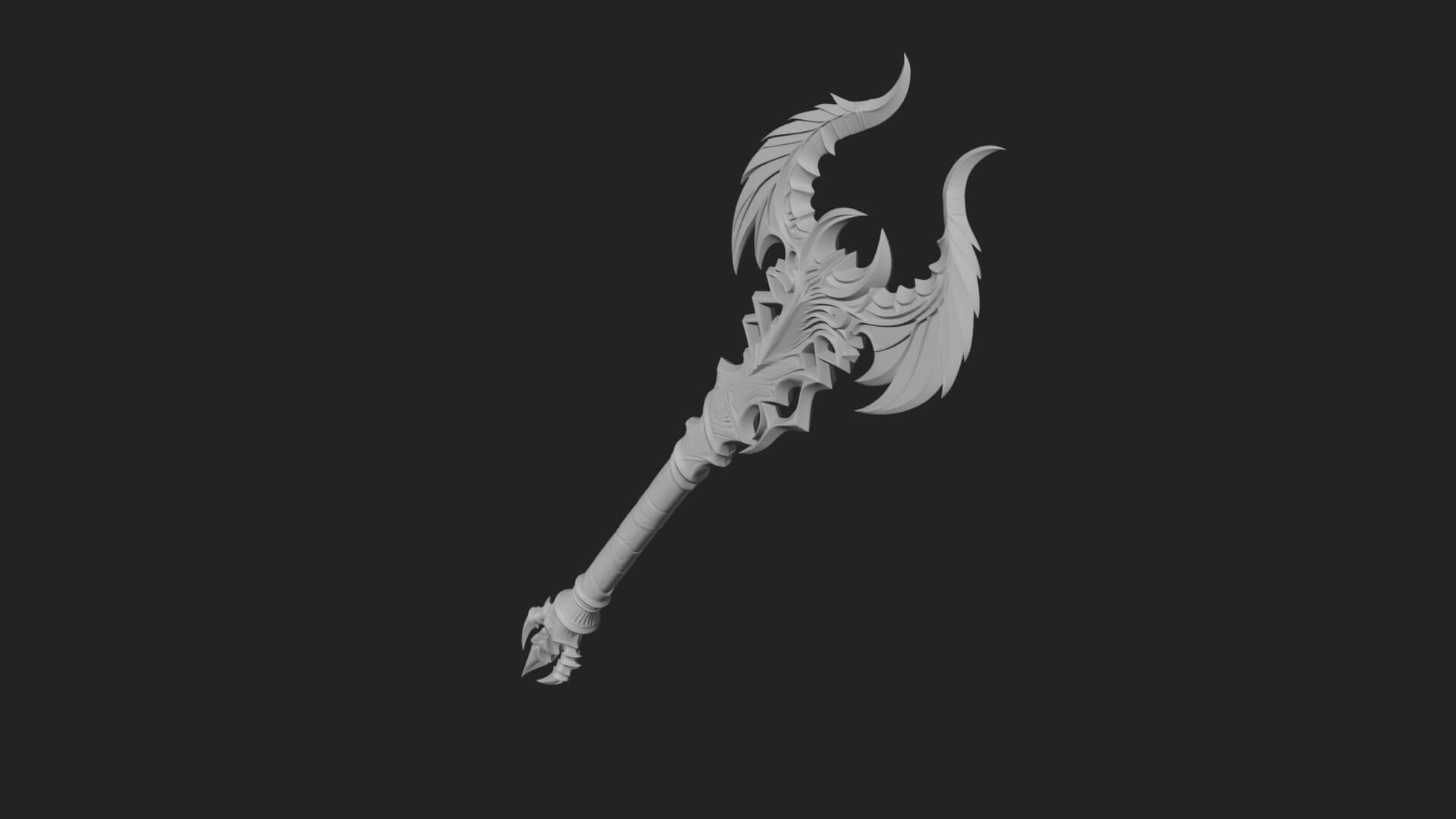 Dark Axe Head Staff Model Design 14 3D Print Model 3D Model