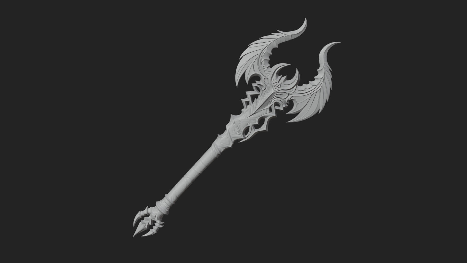 Dark Axe Head Staff Model Design 14 3D Print Model 3D Model