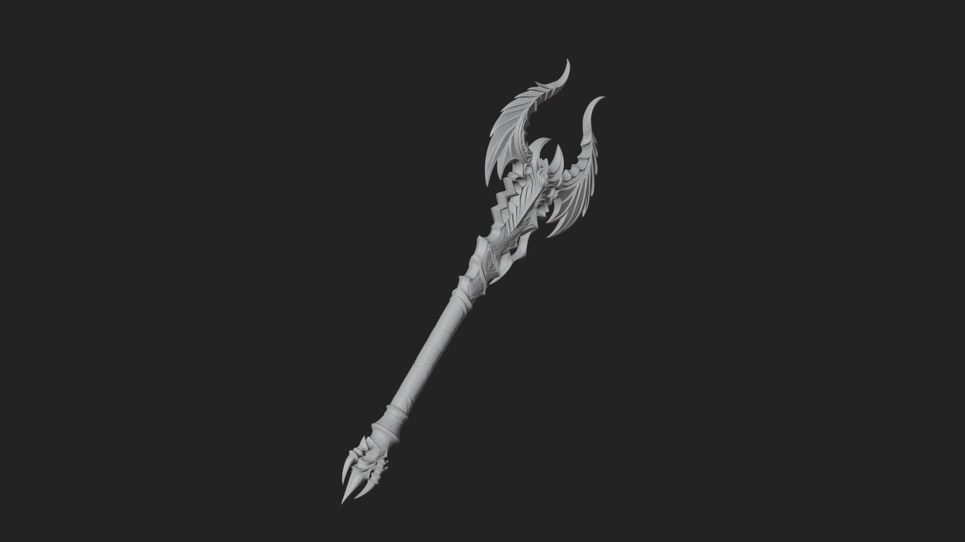 Dark Axe Head Staff Model Design 14 3D Print Model 3D Model